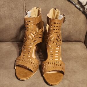 Brown High Heel Cutout Shoes
